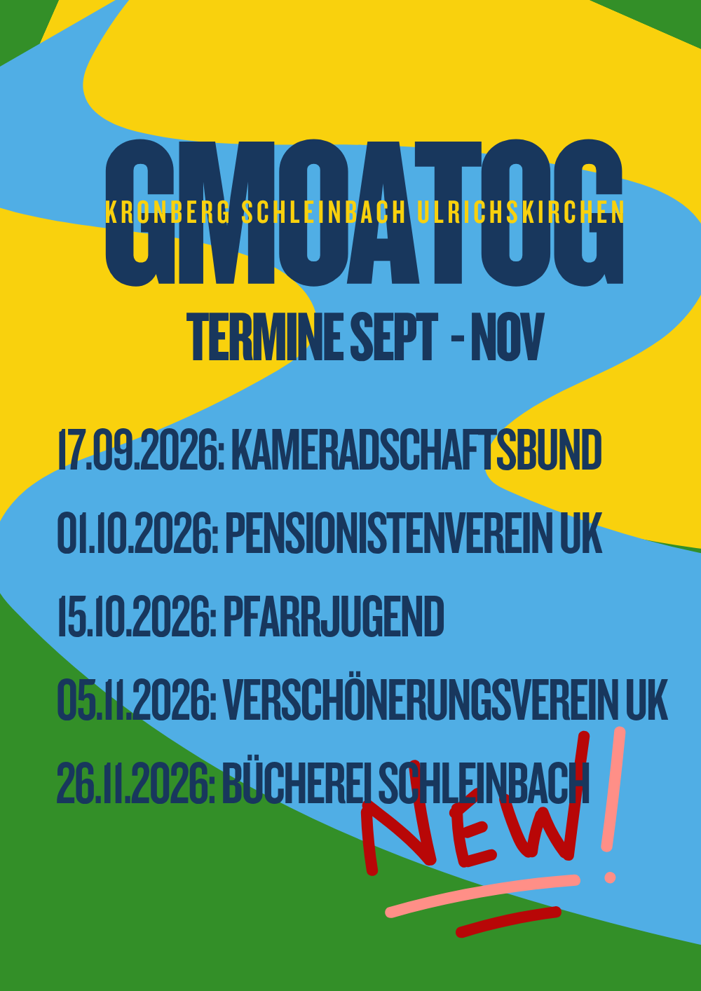 Grafik zur Gmoatog-Terminreihe von September bis November 2026