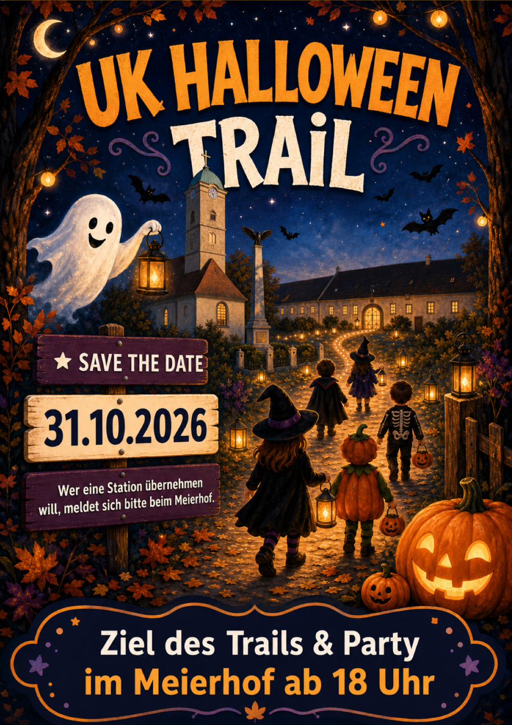 Nächtliche Illustration zum UK Halloween Trail